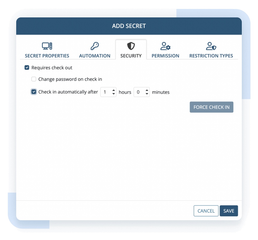 Password check-out functionality